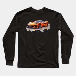 Amplify Orange C8 Corvette Supercar Racecar Muscle Car C8 Corvette Long Sleeve T-Shirt